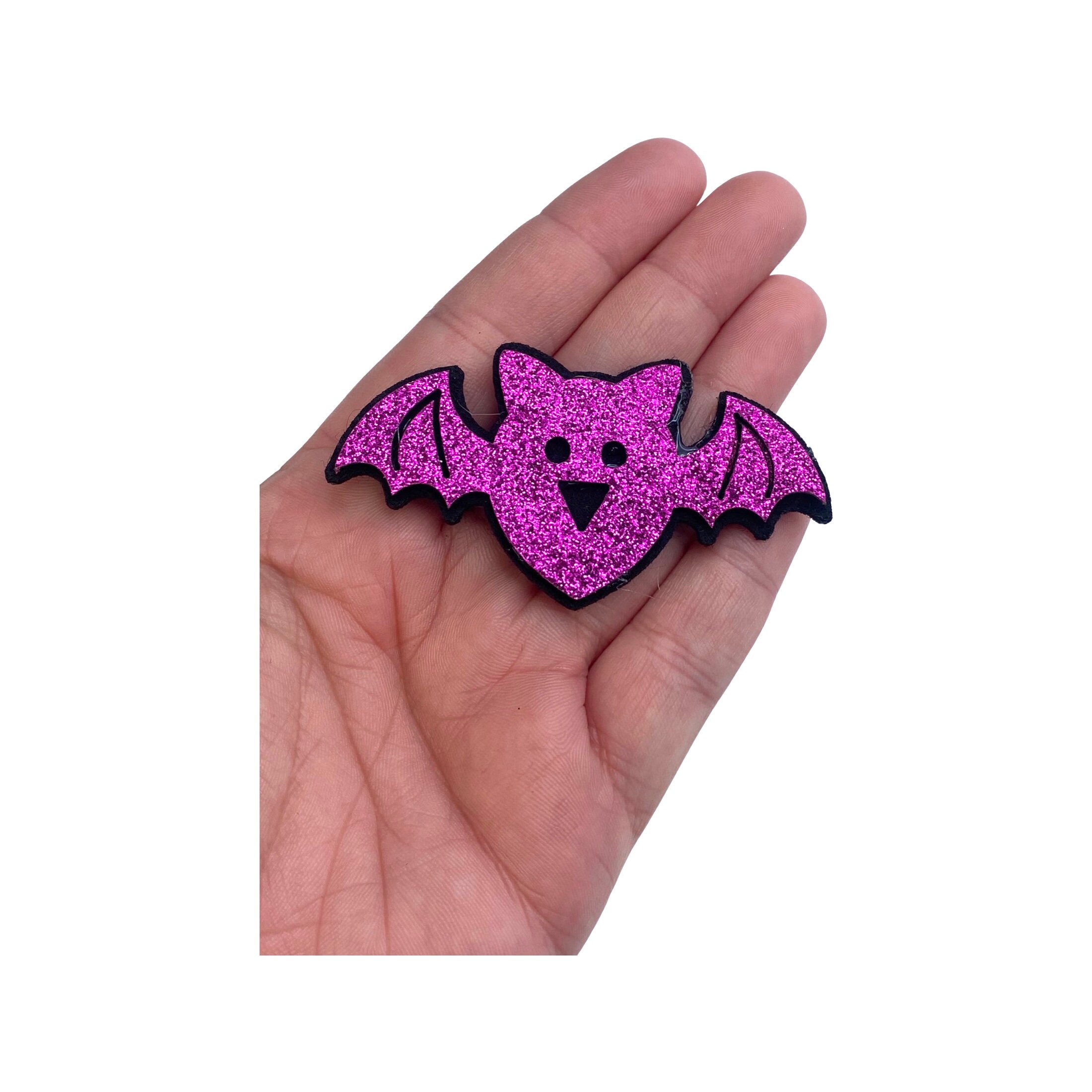 Purple glitter Halloween bat 65x35mm padded appliqués DIY Etsy