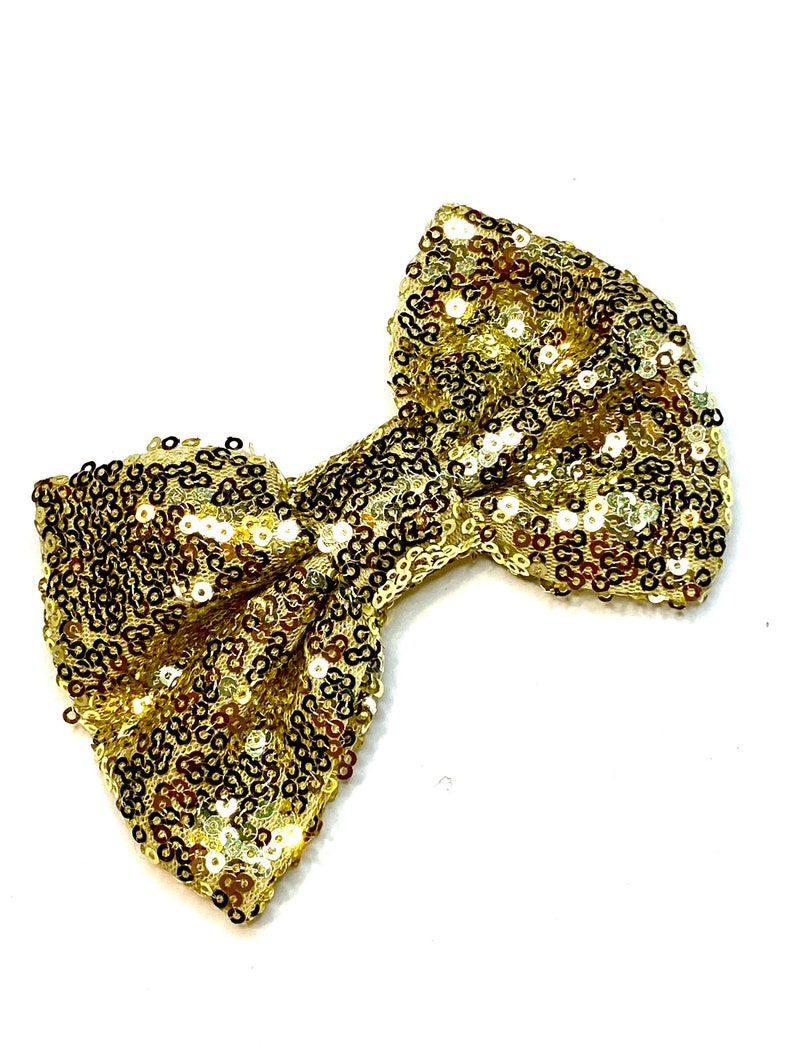 for craft embellishment supplies Gold 5 fabric sequin bow ties DIY baby headband and hair bows sequined applique