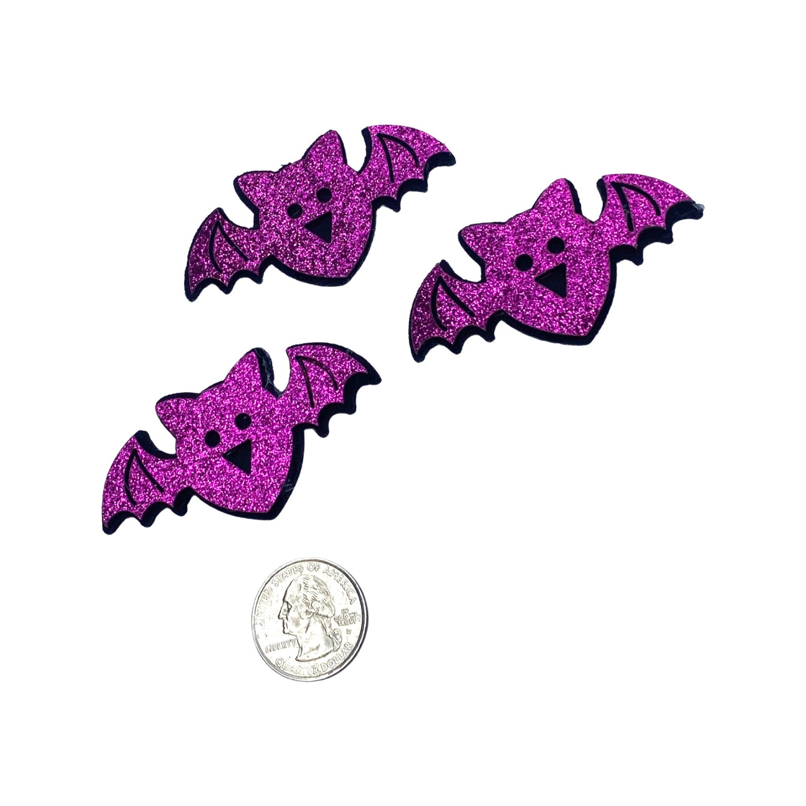 Purple Glitter Halloween Bat 65x35mm Padded Appliqués DIY Etsy