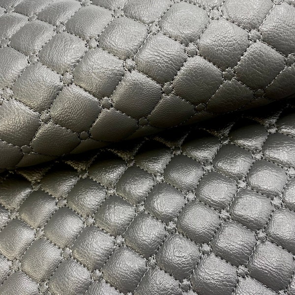 Dark gray solid fabric cotton quilted sheets, faux leather vinyl fabric, for DIY hair bow accessories or earrings synthetic