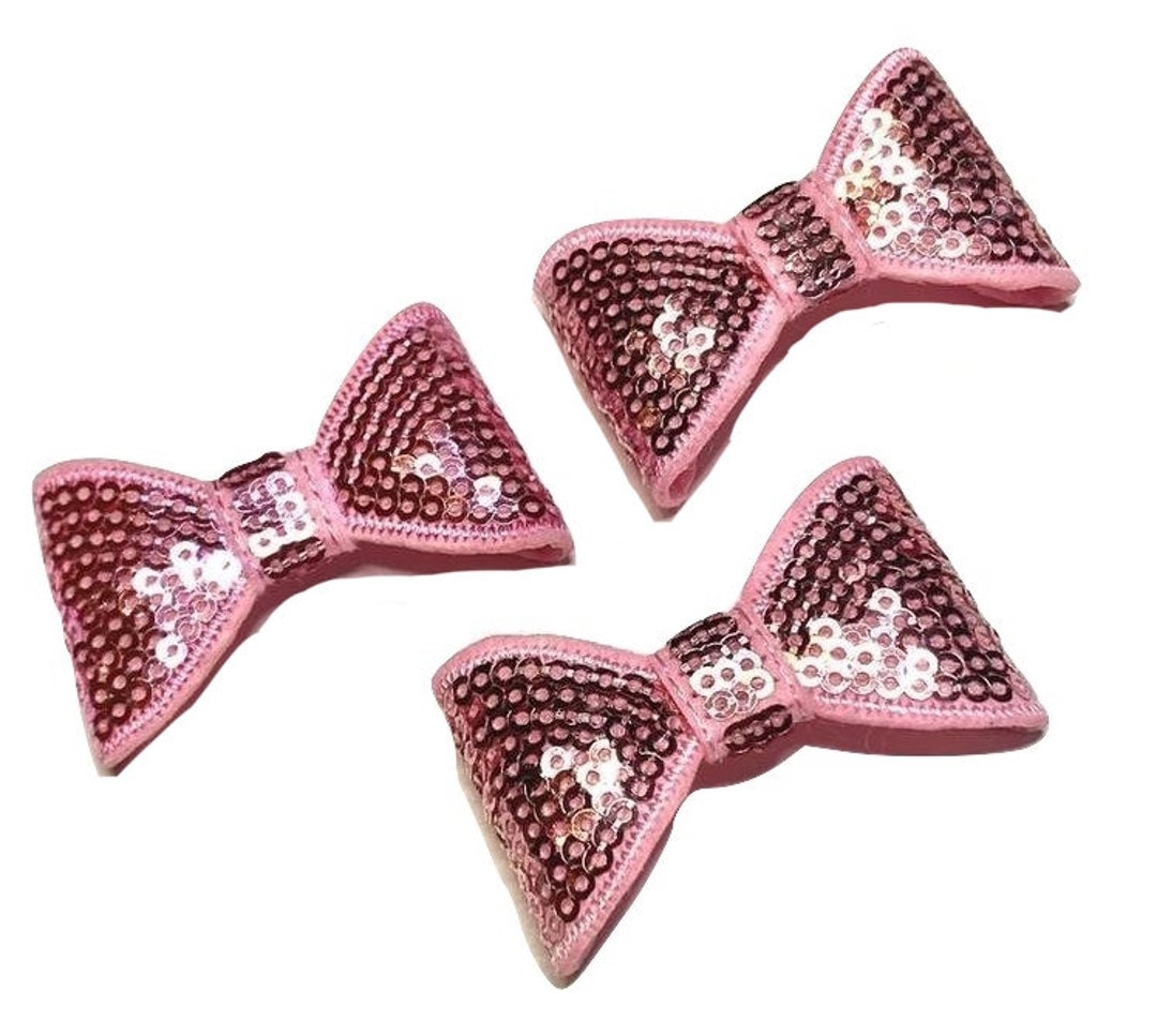 Light Pink 2 Sequin Bow Tie DIY Bows for Baby Headband and - Etsy