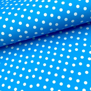Blue polka dot printed faux leather sheet, vinyl fabric pattern material, for diy earrings and baby hair bows