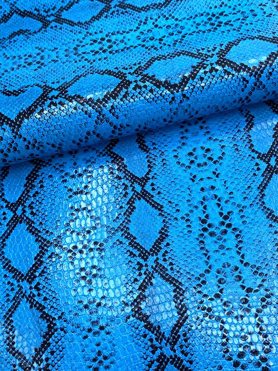 Blue Snake Skin Print Faux Leather Sheet Pattern Vinyl Etsy