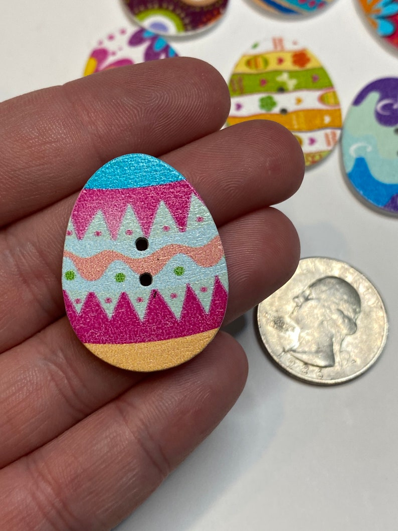 31x23mm 2 Hole Easter Egg Wooden Sewing Button ASSORTED Etsy