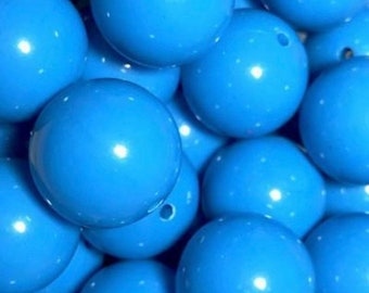 BeadTin Light Blue Polka Dot Acrylic Beads - 20mm Round Bubblegum Beads (10pc)