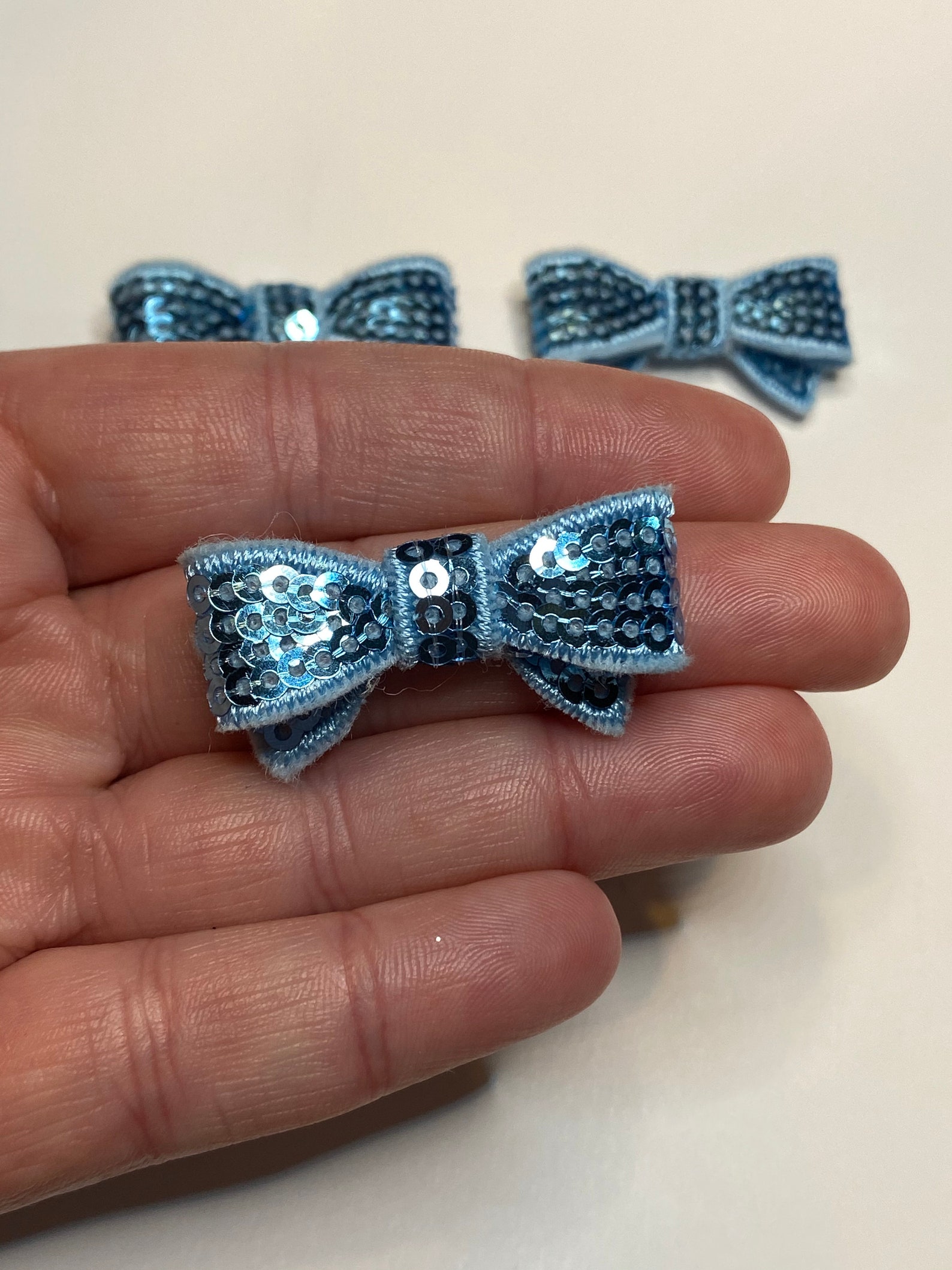 Light blue 1.4 mini sequin bow tie DIY bows for baby Etsy