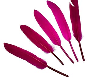 4-6” Hot pink dyed goose feathers, for diy hair bow & headband embellishments, real dyed feathers, stiff decorative feathers