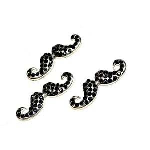 25x7mm black mustache rhinestone, metal flat back buttons, diy headbands supplies, hair bow centers embellishments