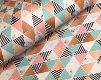 Marble triangles printed faux leather sheet pattern vinyl fabric for diy hair bow and earrings craft supplies applique sewing material