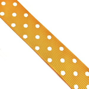 Orange 7/8&quot; polka dot printed grosgrain ribbon, trim by the yard, for making diy baby girl hair bows