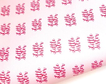 Pink Little Sister Print Faux Leather Sheet: DIY Earrings, Hair Bows & Keychains