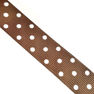Brown 7/8&quot; polka dot printed grosgrain ribbon, 1-5 yards by the yard, for making diy baby girl hair bows