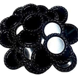 Black flattened 1” bottle caps for hair bow centers DIY headband craft supplies