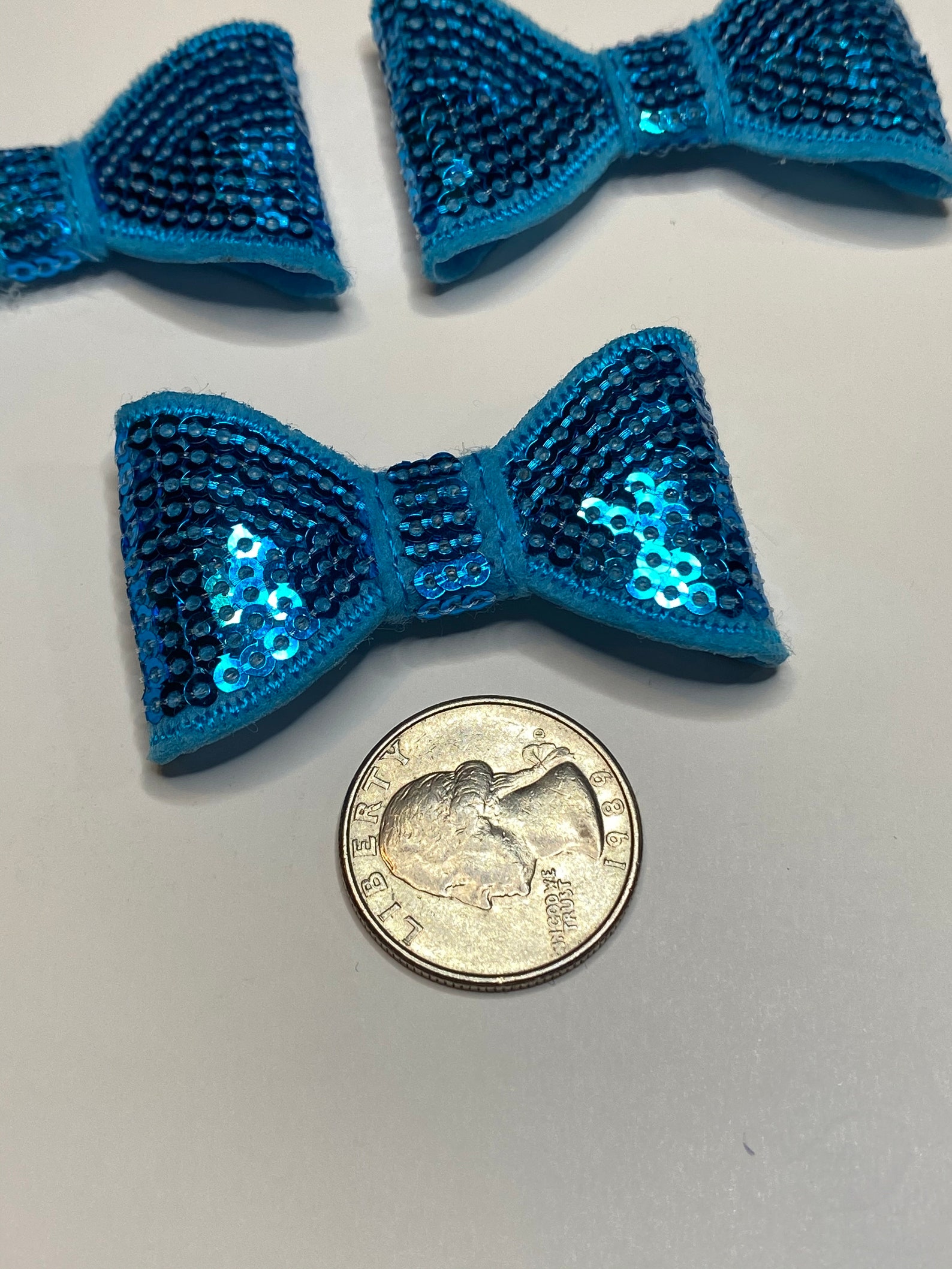 turquoise sequin bow tie