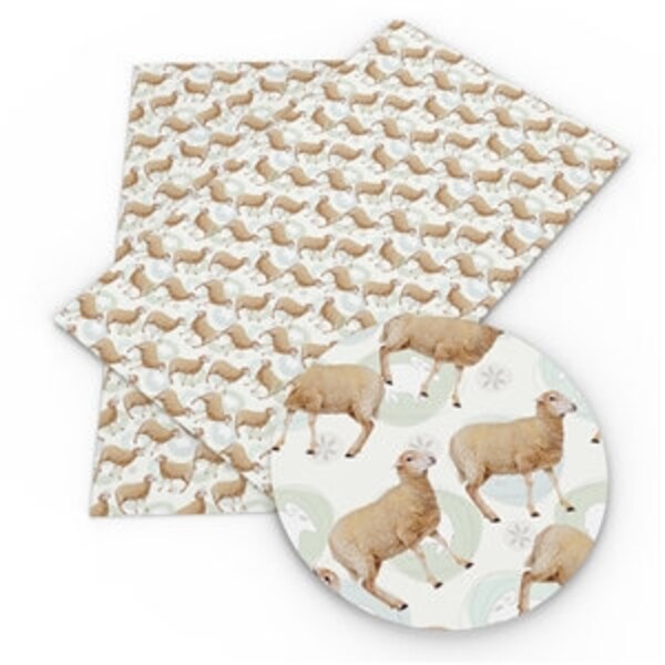 Sheep printed faux leather sheets, pattern vinyl fabric, diy hair bow and earrings, craft supplies