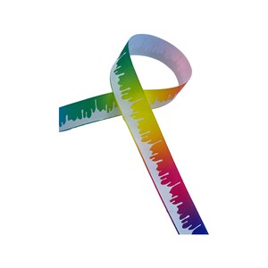 Rainbow paint drops printed 1&quot; grosgrain ribbon, ribbon by the yard for diy hair bows, craft supplies