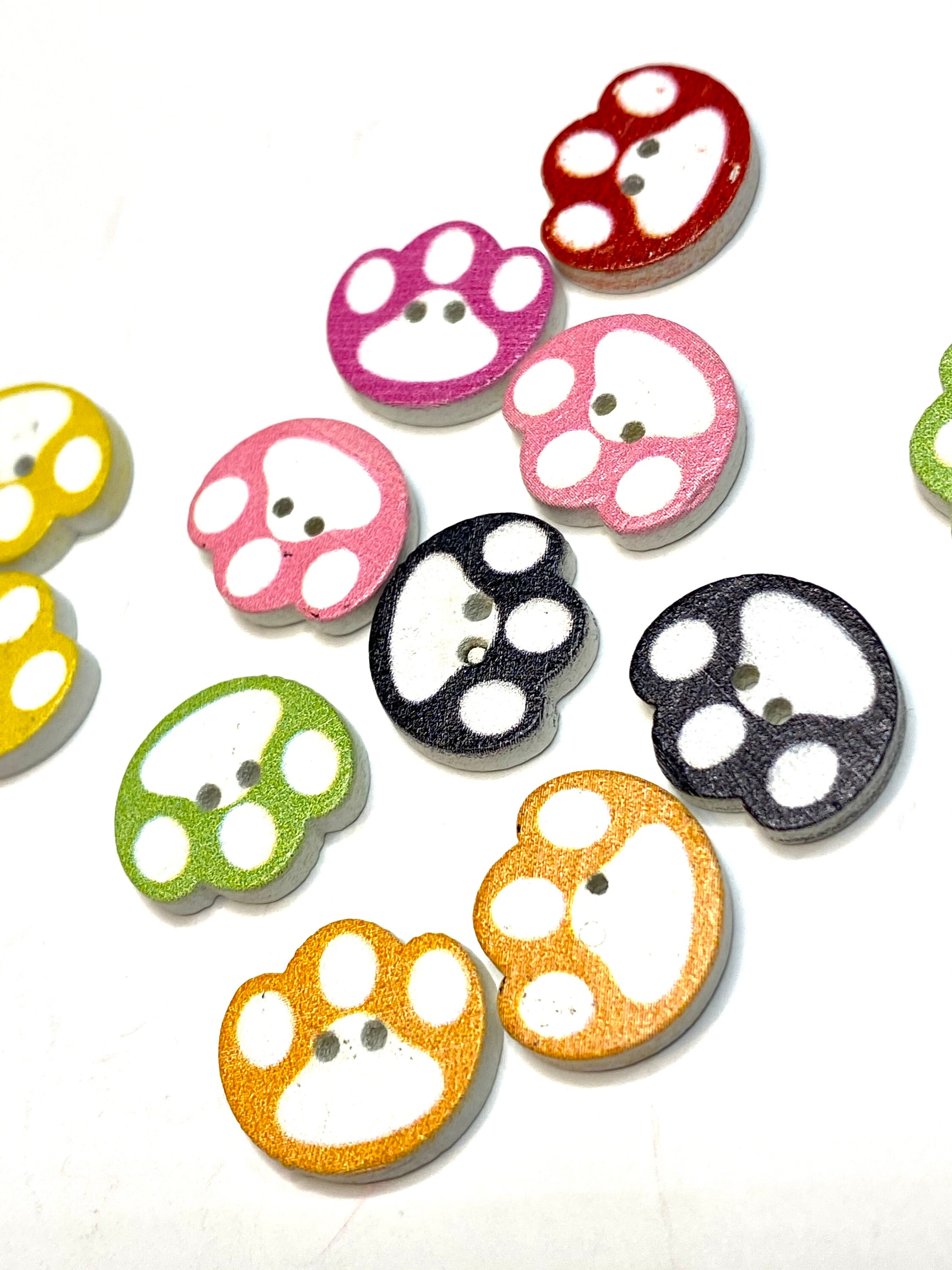 14x16mm 2 hole puppy paws wood sewing button ASSORTED COLORS Etsy