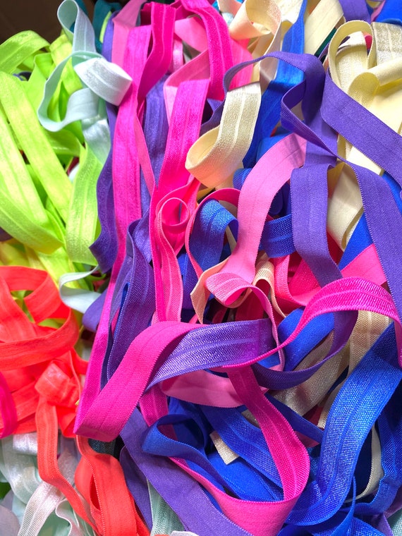 Grab bag SOLIDS 5/8" fold over elastic FOE, 5-50 yards, FOE by the yard, diy headbands and hair ties, face mask elastic