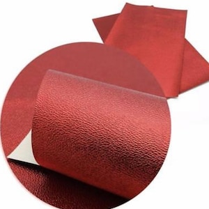 Red metallic textured faux leather sheets vinyl fabric for diy hair accessories or earrings synthetic