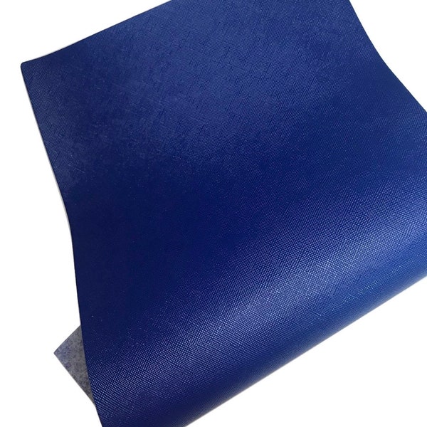 Royal blue solid saffiano faux leather sheets synthetic vinyl fabric hair bow material DIY earrings accessories craft supplies
