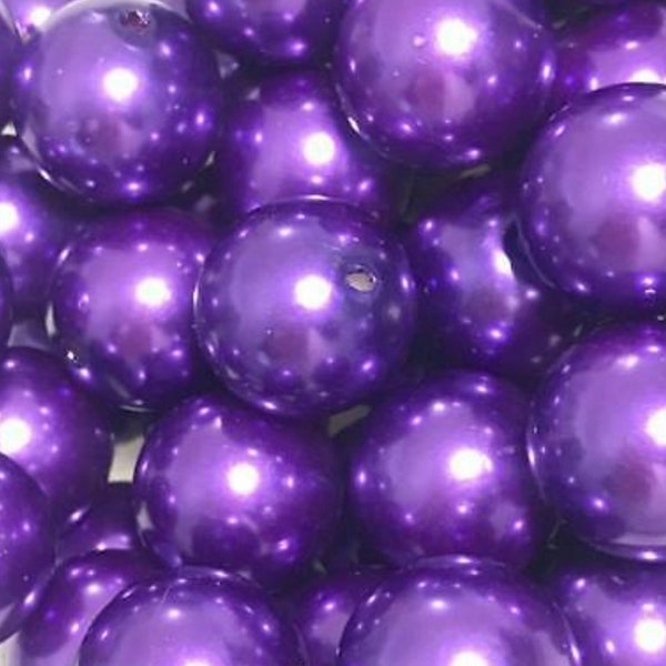 20mm dark purple pearl chunky bubblegum beads, large beads for baby necklace, acrylic colorful round gum ball beads in bulk