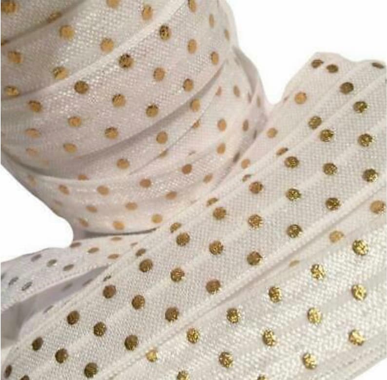 1 yards light green polka dot print 5/8" fold over elastic FOE 1 yards light green polka dot print 5/8" fold over elastic FOE