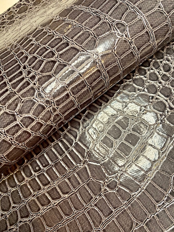 Dark gray alligator faux leather sheets, solid embossed textured vinyl fabric, diy hair bow and earrings supplies