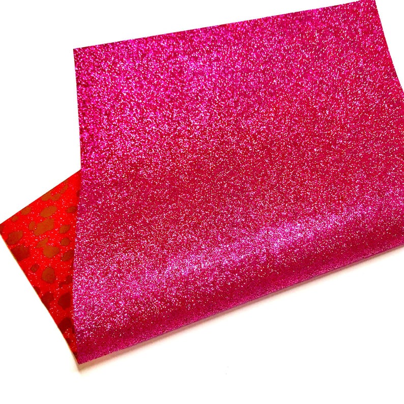 Hot Pink Leopard Glitter Faux Leather Sheet: Double Sided DIY Crafting ...