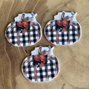 Fall plaid pumpkin 46x43mm planar resin flat back embellishments DIY bows headbands hair bow centers cabochon craft supplies