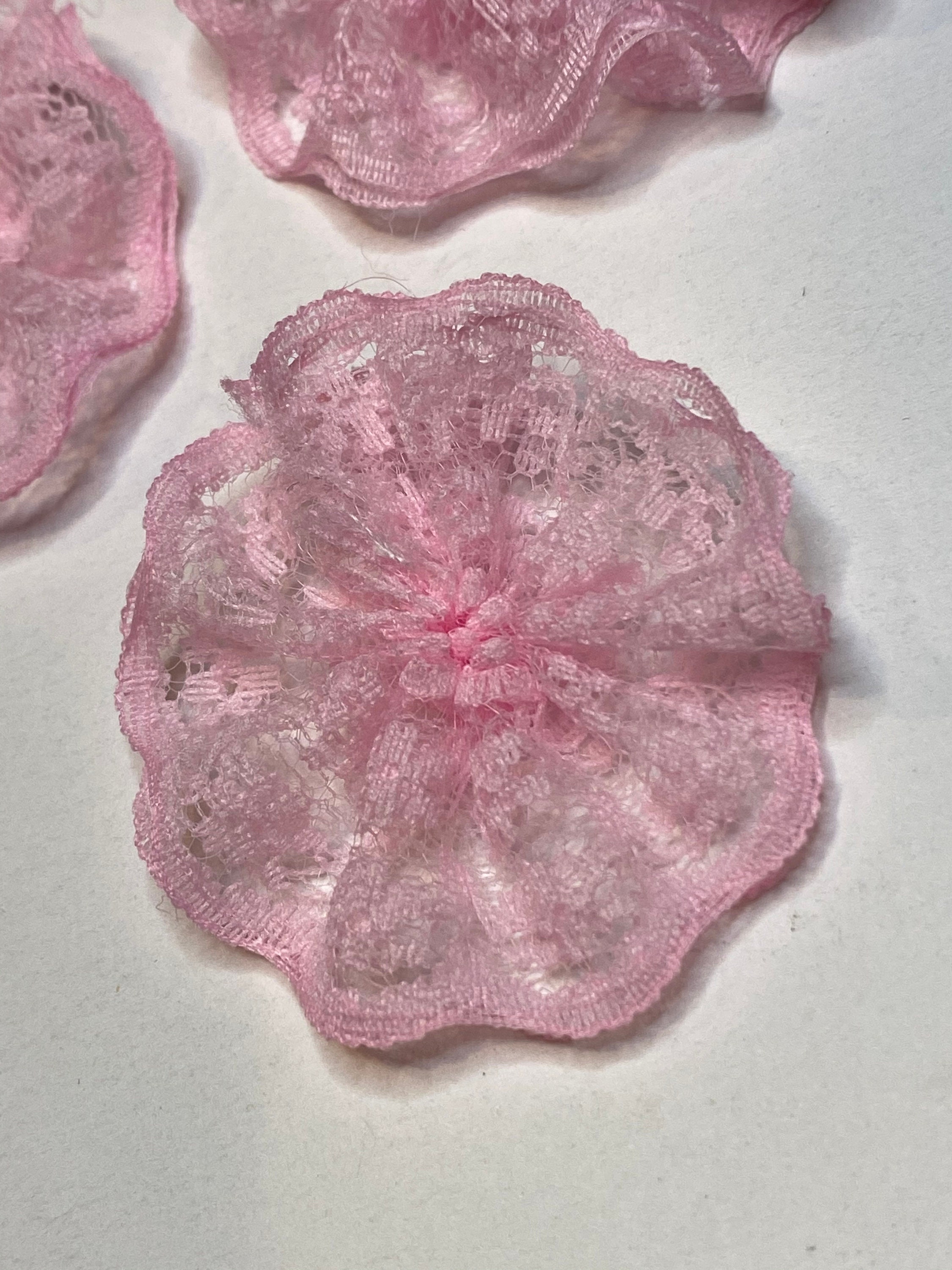 Light pink 1.5 lace ballerina yoyo fabric flower DIY | Etsy