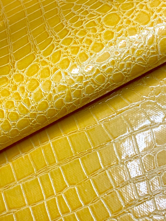 Yellow Alligator Faux Leather Sheets, Solid Embossed Textured Vinyl Fabric,  Diy Hair Bow and Earrings Supplies 