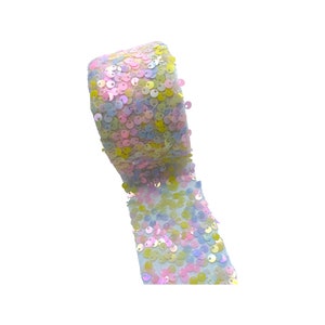 Tissu tulle à paillettes rose arc-en-ciel de 2,4 pouces, 1 à 5 mètres, maille par mètre, jupe et robes tutu bricolage, tissu pour cheveux, décoration de mariage
