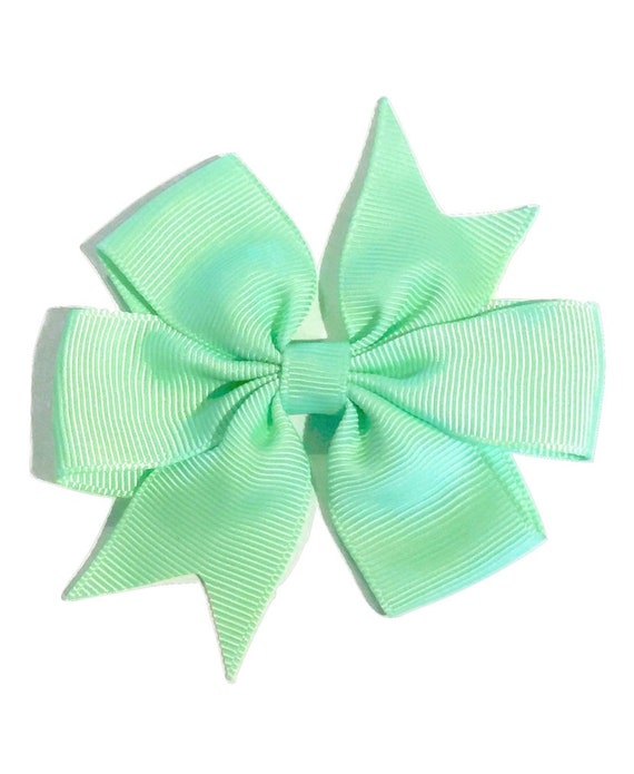 Mint green 3.5 pinwheel grosgrain bow NO clip DIY bows for | Etsy