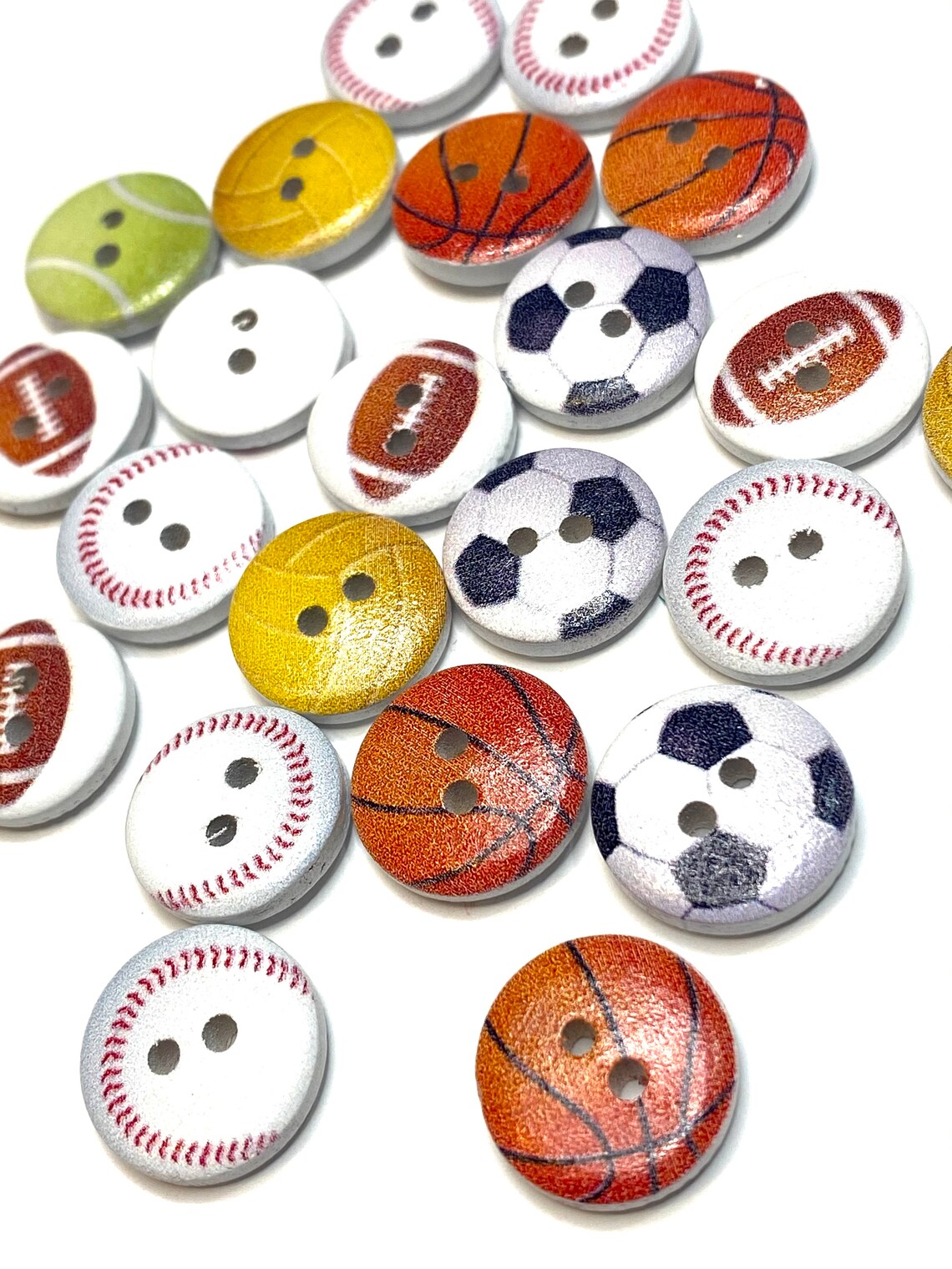 15mm 2 Hole Round Sports Balls Wood Sewing Button ASSORTED Etsy