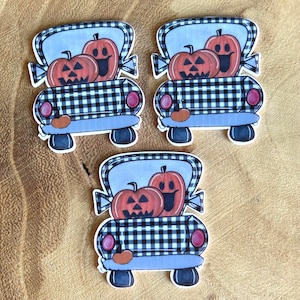 Fall plaid jack-o-lantern truck 46x40mm planar resin flat back embellishments DIY bows headbands hair bow centers cabochon craft supplies