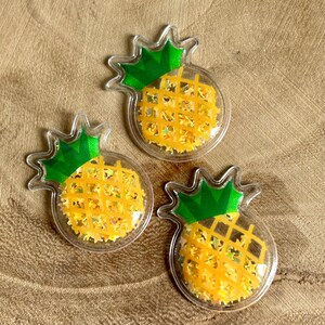 Yellow pineapple fruit 26x35mm soft star glitter resin shaker, embellishments for DIY headbands, hair bow centers, flat back shaker pack