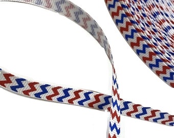 4th of July 3/8” Chevron Grosgrain Ribbon: Patriotic DIY Hair Bow Trim