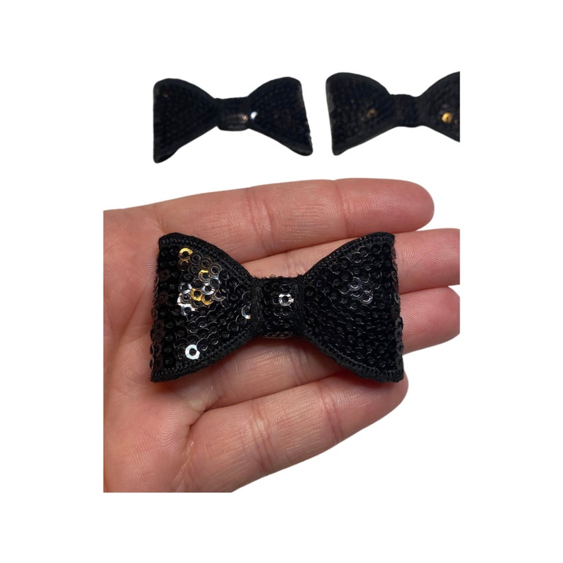 Black 2 Sequin Bow Tie DIY Bows for Baby Headband and Etsy
