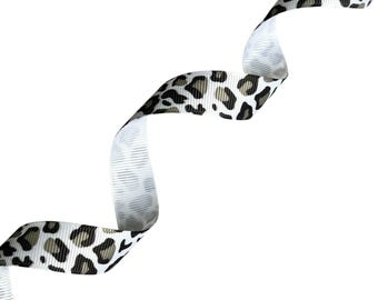 Snow leopard printed 5/8” grosgrain ribbon by the yard diy hair bows