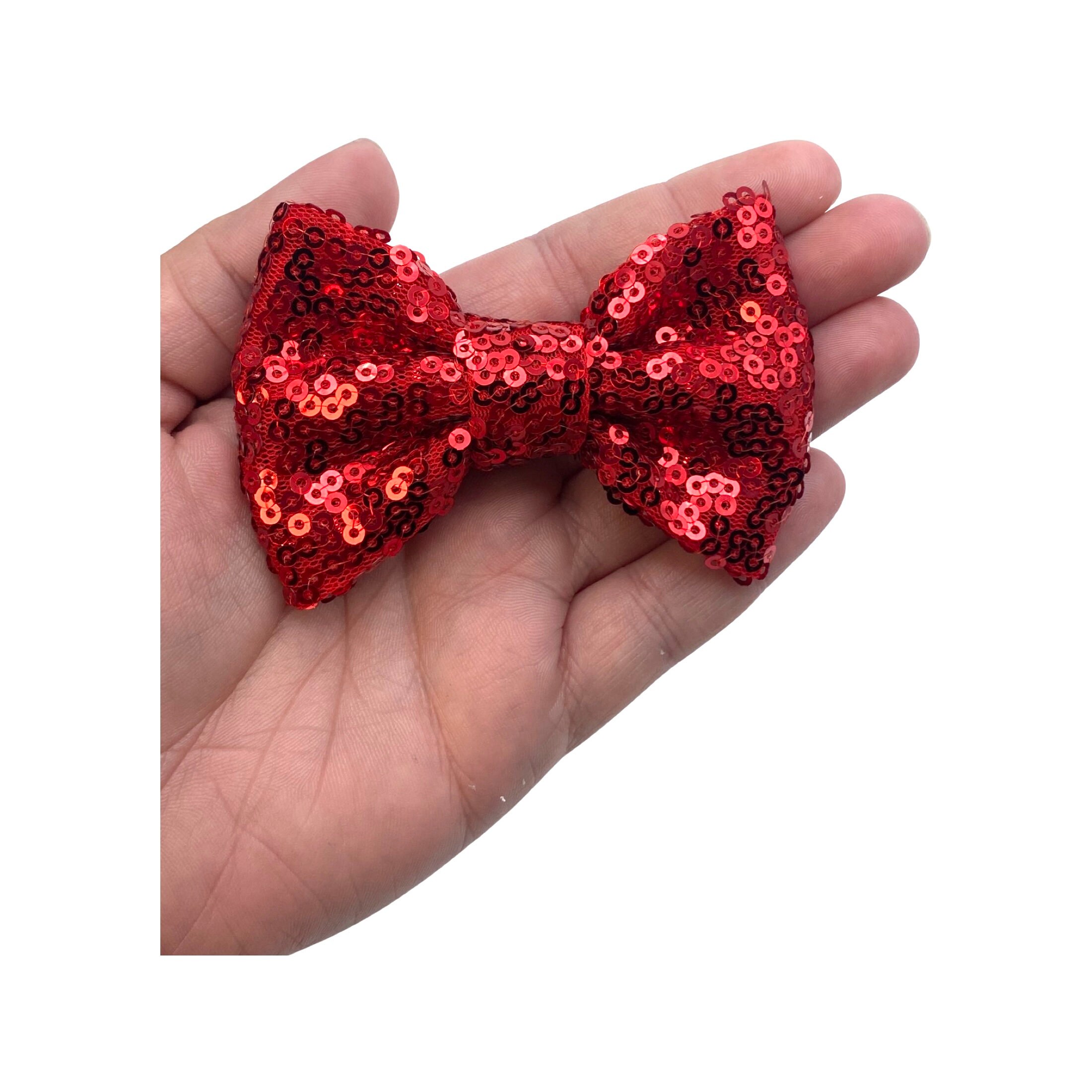 Red 3 Fabric Sequin Bow Ties Sequined Applique DIY Etsy UK