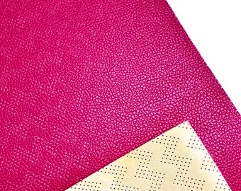 Hot Pink Perforated Faux Leather Sheet: Textured Chevron Vinyl Fabric for DIY Crafts