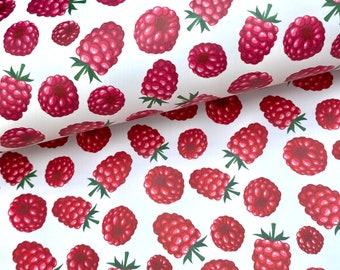 Raspberry fruit printed faux leather sheets, red berries pattern vinyl fabric, for DIY Bows Keychains & Earrings