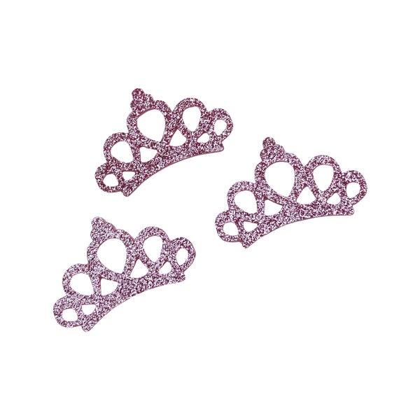 Light pink glitter crown 45x30mm padded appliqués, DIY headband embellishment, hair bow centers