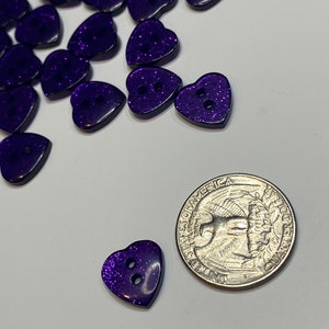 12x13mm 2 Hole Purple Glitter Heart Acrylic Sewing Buttons, Buttons for ...