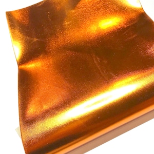 Orange metallic faux leather sheets vinyl vegan pu fabric for diy hair bow accessories earrings synthetic material