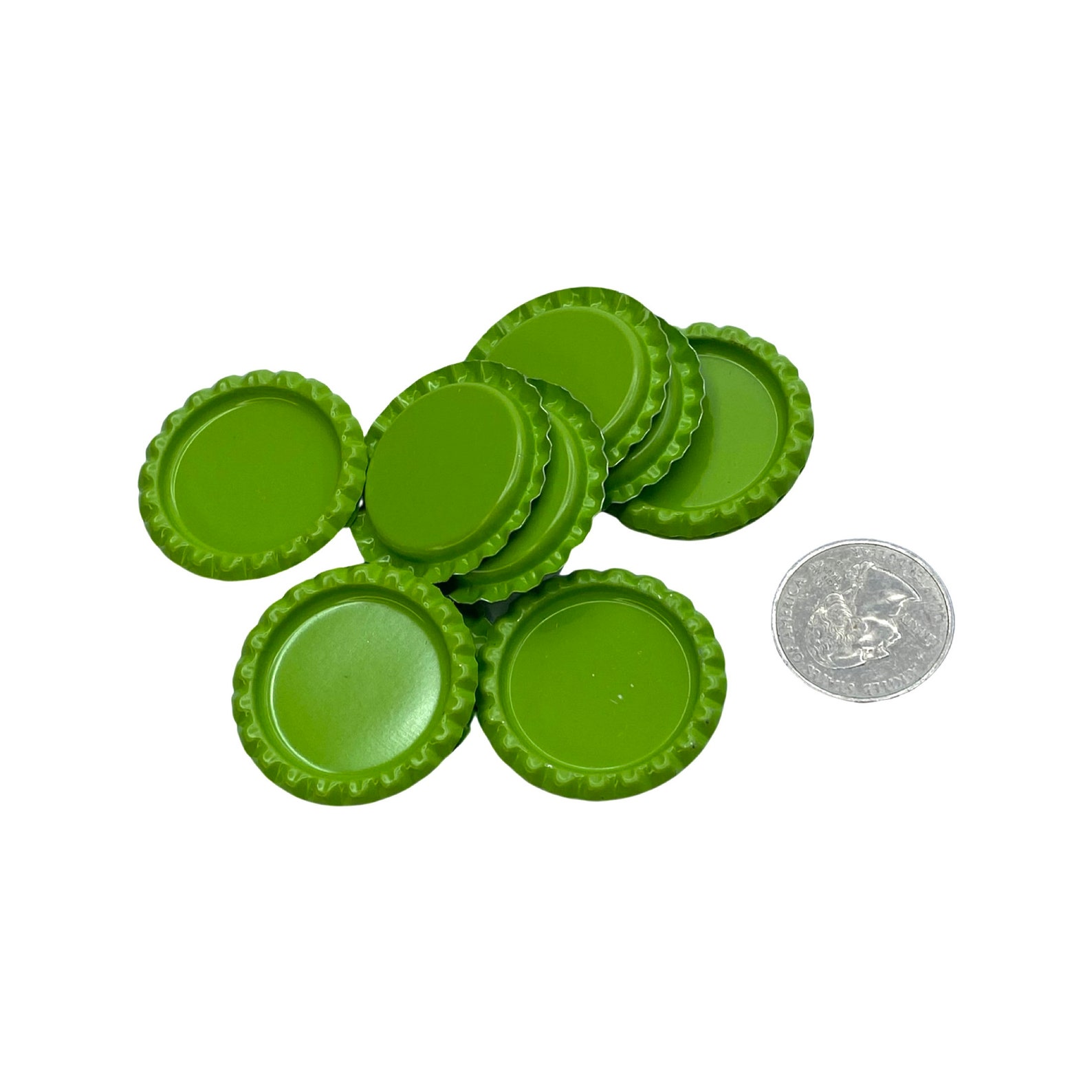 Lime green flattened 1 bottle caps for hair bow centers DIY Etsy