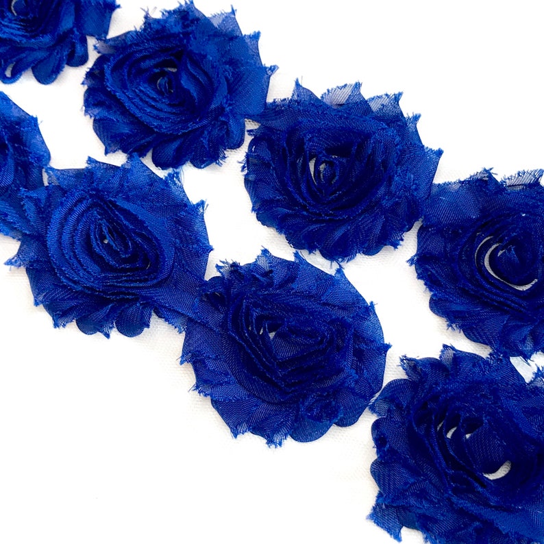 Royal Blue 2.5 Shabby Chiffon Rose Trim by the Yard Etsy