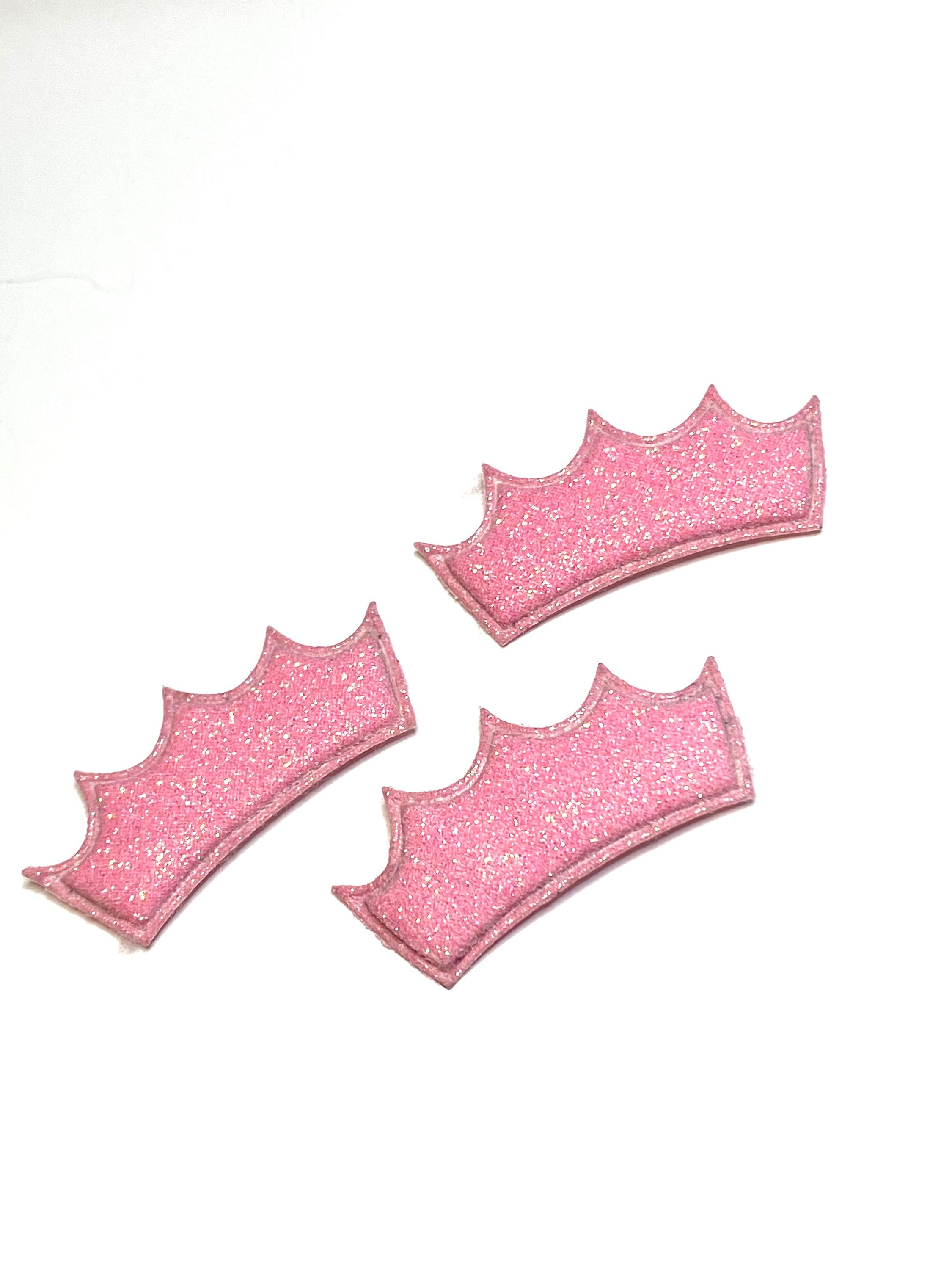 Light pink glitter crown 40x18mm padded appliqués DIY | Etsy
