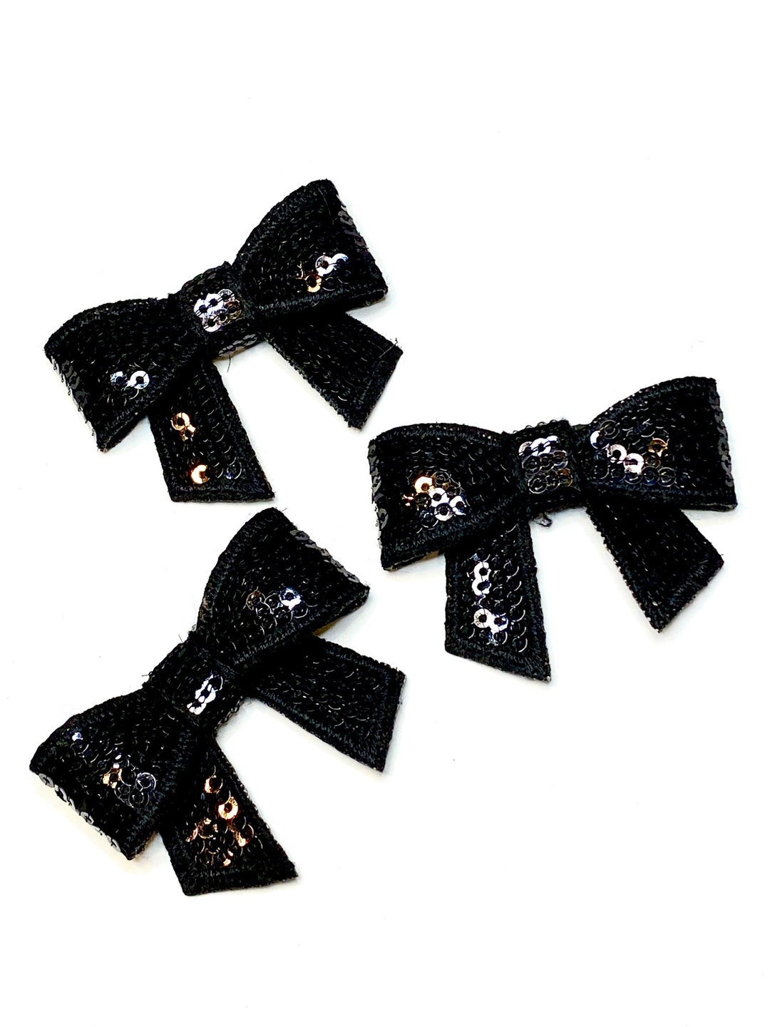 Black 2 Sequin Bow Sequined Applique DIY Baby Headband and - Etsy