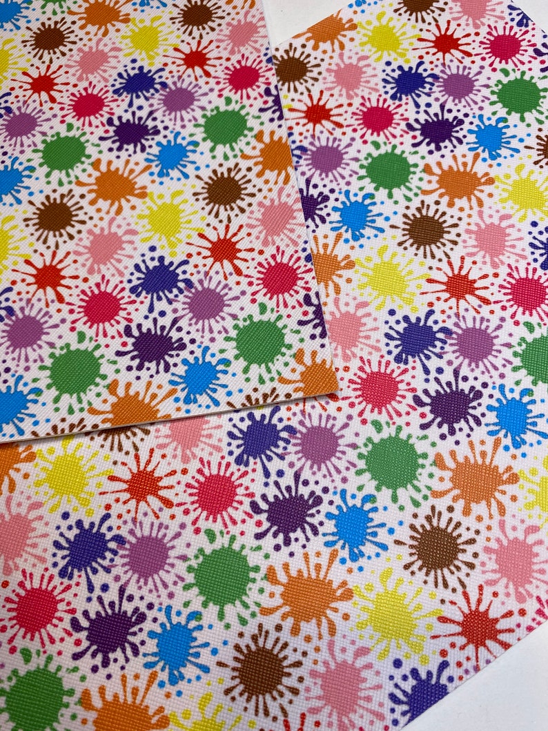 Rainbow Splatter Printed Faux Leather Sheets Pattern Vinyl - Etsy